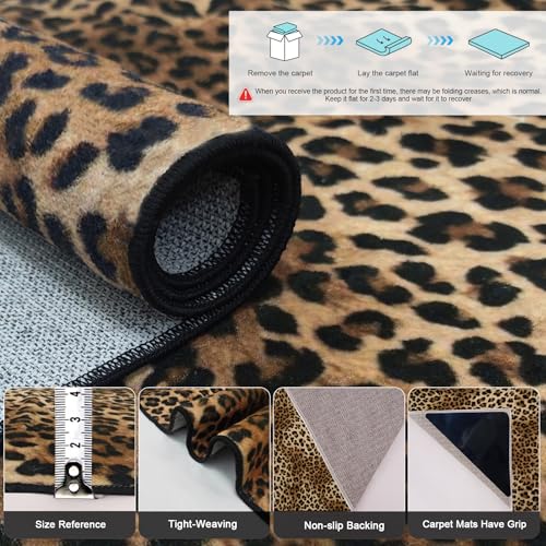 Tapete decorativo rectangular 5x7 con diseño de leopardo miniatura 3
