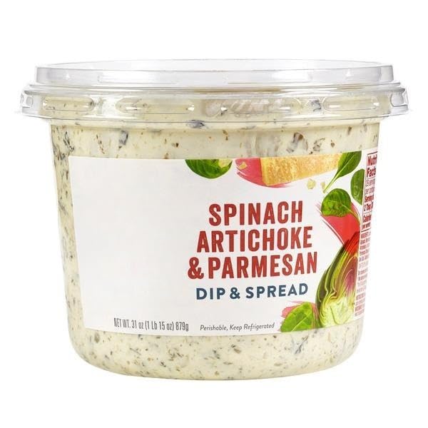 Spinach, Artichoke & Parmesan Dip , Delicious served warm or cold with your favorite vegetables, chips, crackers or bread. Try it as a spread on a turkey or roasted chicken sandwich or top baked potatoes as a flavorful addition. [ 31 oz , 1.9 lb ]