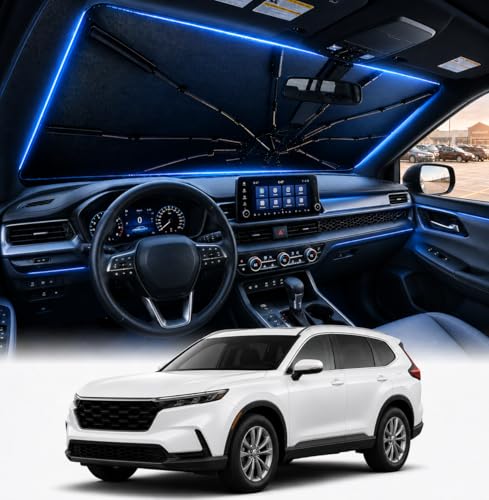 [2026 Upgraded] DooGooCoo Windshield Sun Shade Umbrella for Honda CRV 2023-2025 2026 [100% Sunlight Blocked Cooling Ice Crystal] Sunshade for Car Windshield for CRV Sun Shade Custom Fit for CR-V.