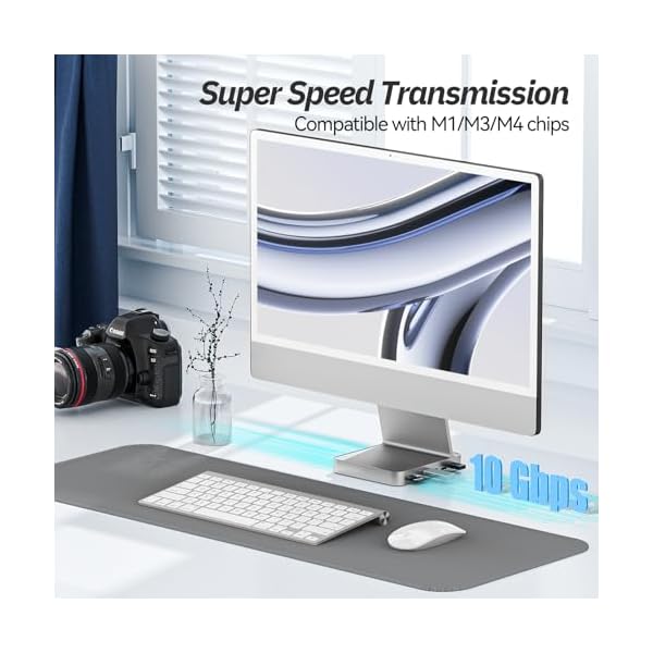 USB C Hub for iMac 24 inch 2021/2023/2024, Minisopuru iMac Hub Support M.2 NVMe SSD, iMac Accessories for iMac M1/M3/M4, iMac Adapter with USB A/C 10Gbps, SD/TF, M.2 SSD (Not Included), Silver - Image 6