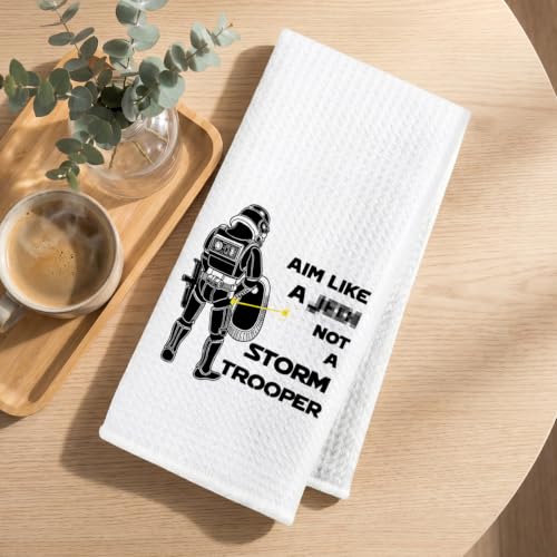 Image of Funny Flamingo Hand Towels for Bathroom, S Wars Waffle Weave Hand Towels | Funny Kitchen Accessories, Geek Home Kitchen Bathroom Decor, Housewarming Gifts 14x24 Inch