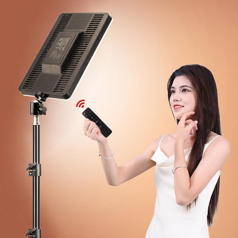 Image of GIFTMAX LED Video Light Panel, 11 Inch, 3200K-6000K Adjustable with Remote Control, Adjustable Height Desk Tripod, for Photography, Live Streaming Camera Light with Desk Tripod CM01