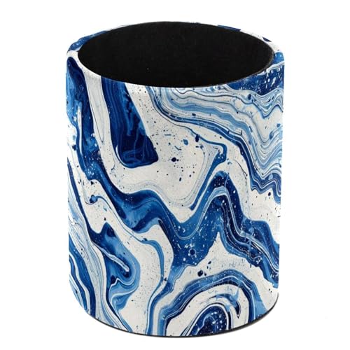 Astuccio bianco blu con motivo sabbie mobili in piedi carino portapenne rotondo astuccio per pennelli da trucco scatole per studenti scolastici ufficio donne adolescenti ragazze