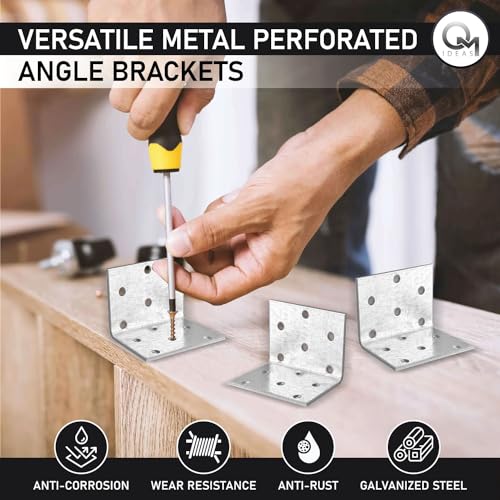 OMIDEAS 15 x Angle Brackets (40 x 40 x 60 x 2) Corner Metal Braces Wood Timber Galvanised Steel Sheet Connecting Joining Fixing L Repair Connector - Image 3