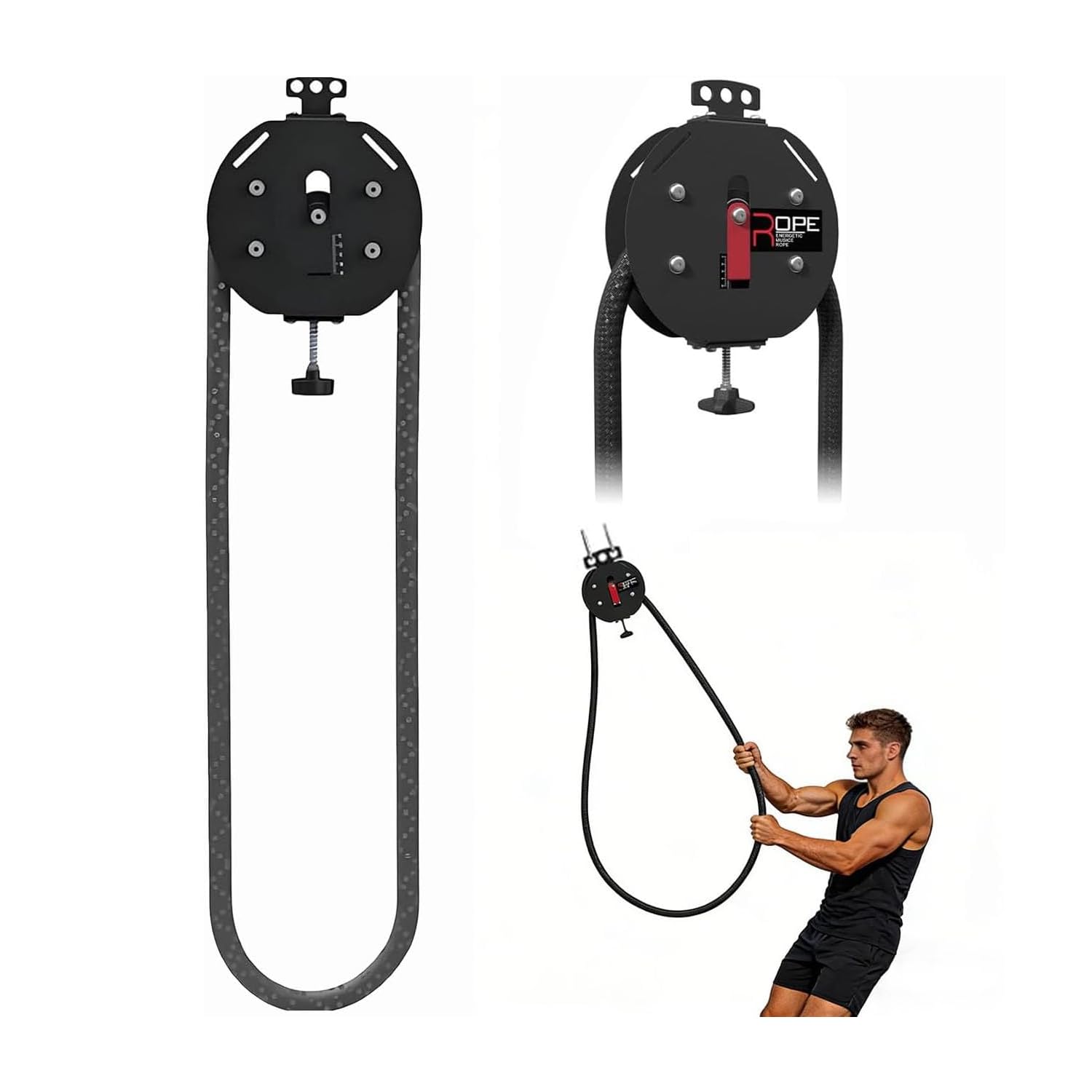 Tirador De Cuerda De Polea, Máquina De Entrenamiento Resistencia, Sistema De Poleas De Montaje En Pared para Fitness, Cuerda Nylon De Circuito Cerrado 4m, para Entrenamiento Cuerpo Completo