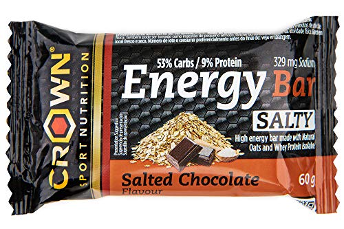 Crown Sport Nutrition Barritas Energéticas 12 unidades - Ciclismo Running Deporte Entreno Larga Duración Carbohidratos lento y rápido (Salty Chocolate)