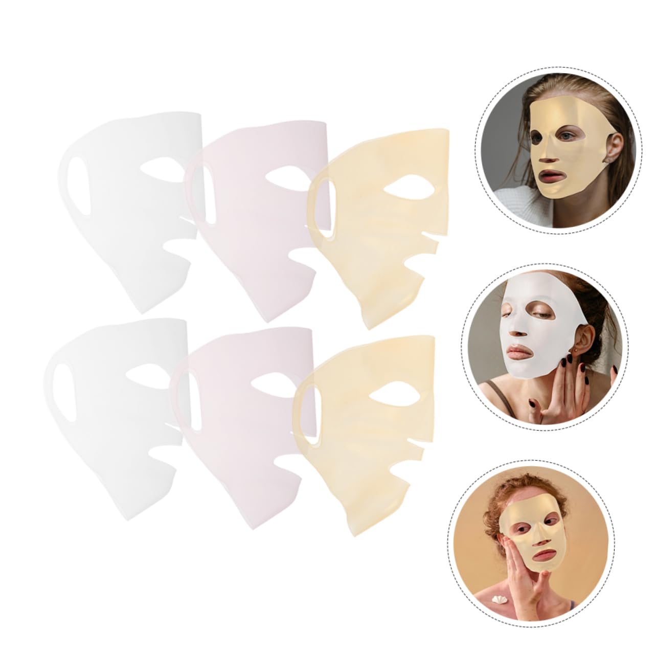 Beavorty 5 Set Di Maschere Facciali in Silicone Riutilizzabili in Fogli Per La Della Pelle 6 Pezzi * 5
