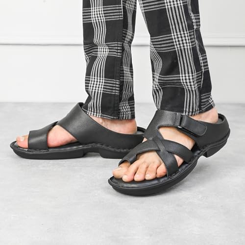 Image of Centrino Sandal for Men | Grip Insole for Stability | slippers for /sliders for men | mens sandals casual | sandals /slides for men |Modern Look with Straps | Comfortable Footwear (9264)