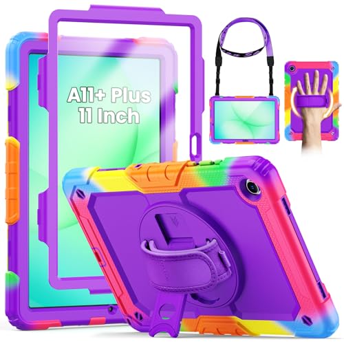 Coque Galaxy Tab A9+ Plus violette avec dragonne pour voyage
