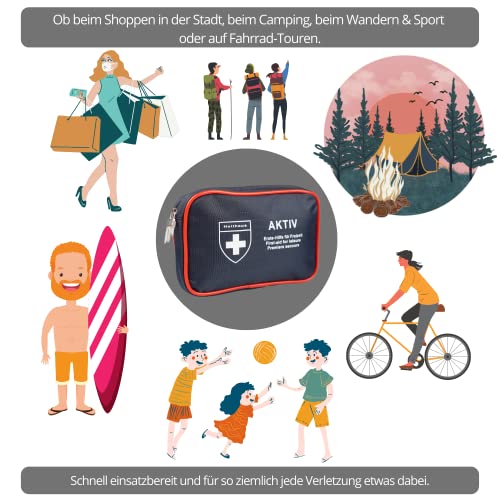 Mini Erste-Hilfe Set für die Handtasche, Brustbeutel oder Rucksack – Perfekt ausgestattet & Ideal um schnell zu Helfen – Pflaster, Verband, Wundkompresse – inkl. Handschuhe – für Freizeit & Alltag - Image 6