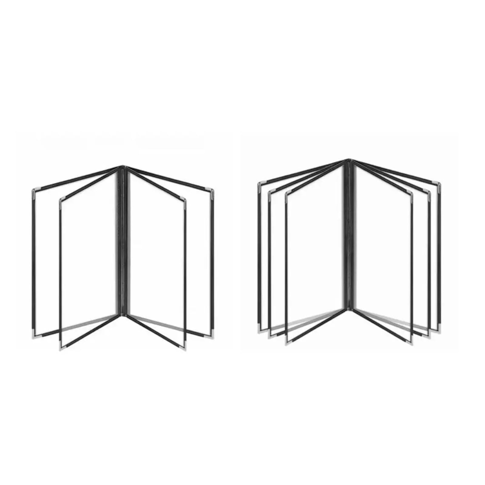 Portada de menú de restaurante Cubierta de menú transparente PVC plegable, esquinas metálicas, menús impermeables, libro exhibición precios, paneles dobles reutilizables(6 Pages)