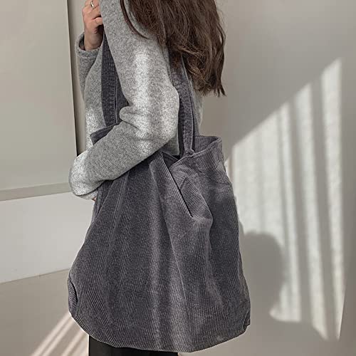 Image of 2026 Corduroy Tote Bag with Zipper Large Casual Handbags Shoulder Purse for Women
