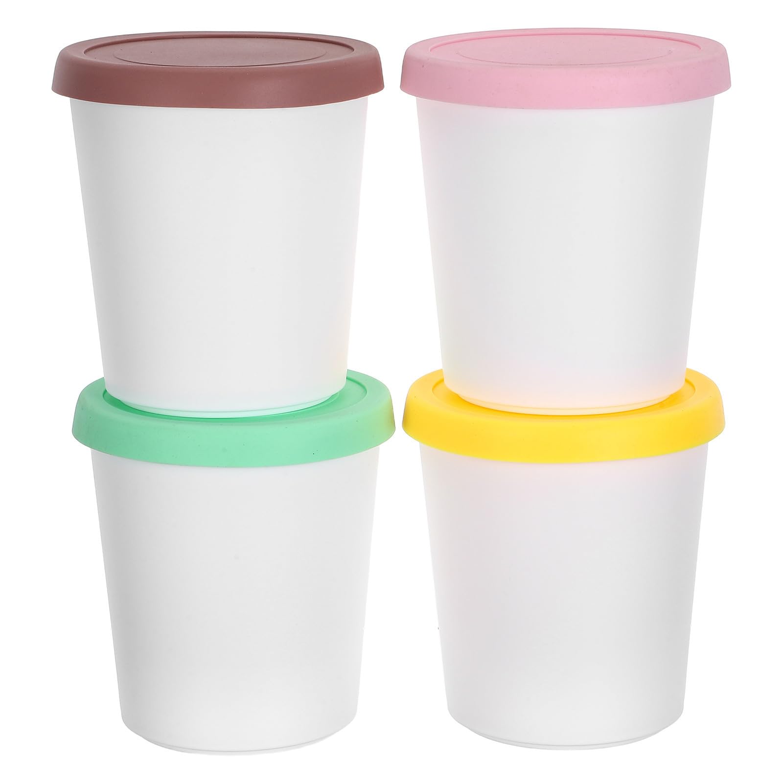 Set 4 Contenitori per Gelato Riutilizzabili 1l con Coperchi in Silicone Contenitori Impilabili per Conservazione Alimenti Snack Freezer