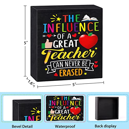 D4Dream Teacher Appreciation Box Sign 5" Teacher Wooden Box Sign With Saying Teacher Appreciation Gifts For Women Desk Decor Teacher Wooden Plaque Gift Plaque Box Sign For Teacher Wall Box Sign #TOP6