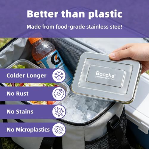 Booche Stainless steel ice pack for Lunch Boxes – Quick Freeze Reusable Cooling Pack, ice packs for lunch boxes long lasting for Cooler, Picnic, Camping, Hiking, Beach, Slim Lightweight Design (3) - Image 4
