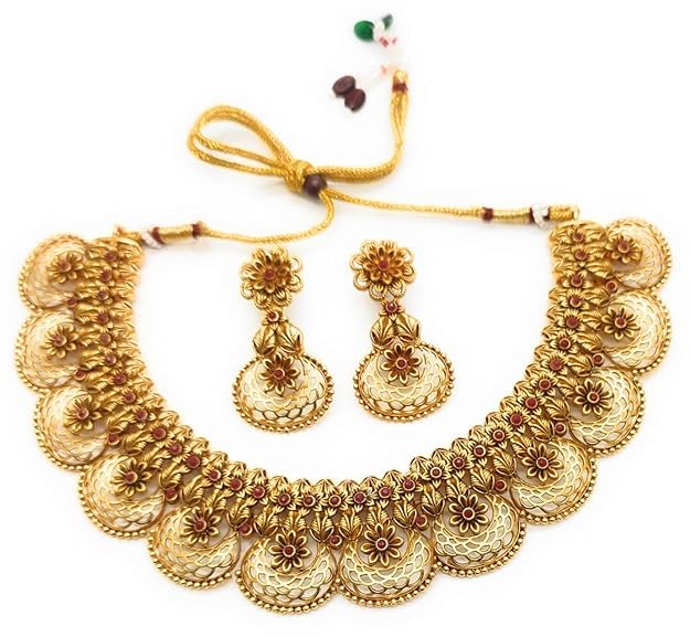 Adc fashions Antique Red Stone Necklace Set for Women, Choker Traditional Jewellery Set for Women, Latest Stylish Design (Red) (B0C2VDM5KS) Amazon Price History, Amazon Price Tracker