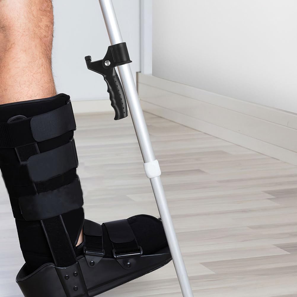 Healeved Lot de 2 poignées de canne de marche pour personnes âgées et handicapées, support de canne, autocollant ou béquille, compatible avec tube de béquille, noir