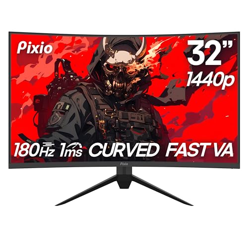 Image of Pixio Two PXC328 32 inch Curved 180Hz Refresh Rate QHD 1440p Resolution Fast VA Panel 1ms GTG Response Time Gaming Monitor with PS2S Ultrawide Heavy-Duty Premium Single Monitor Arm