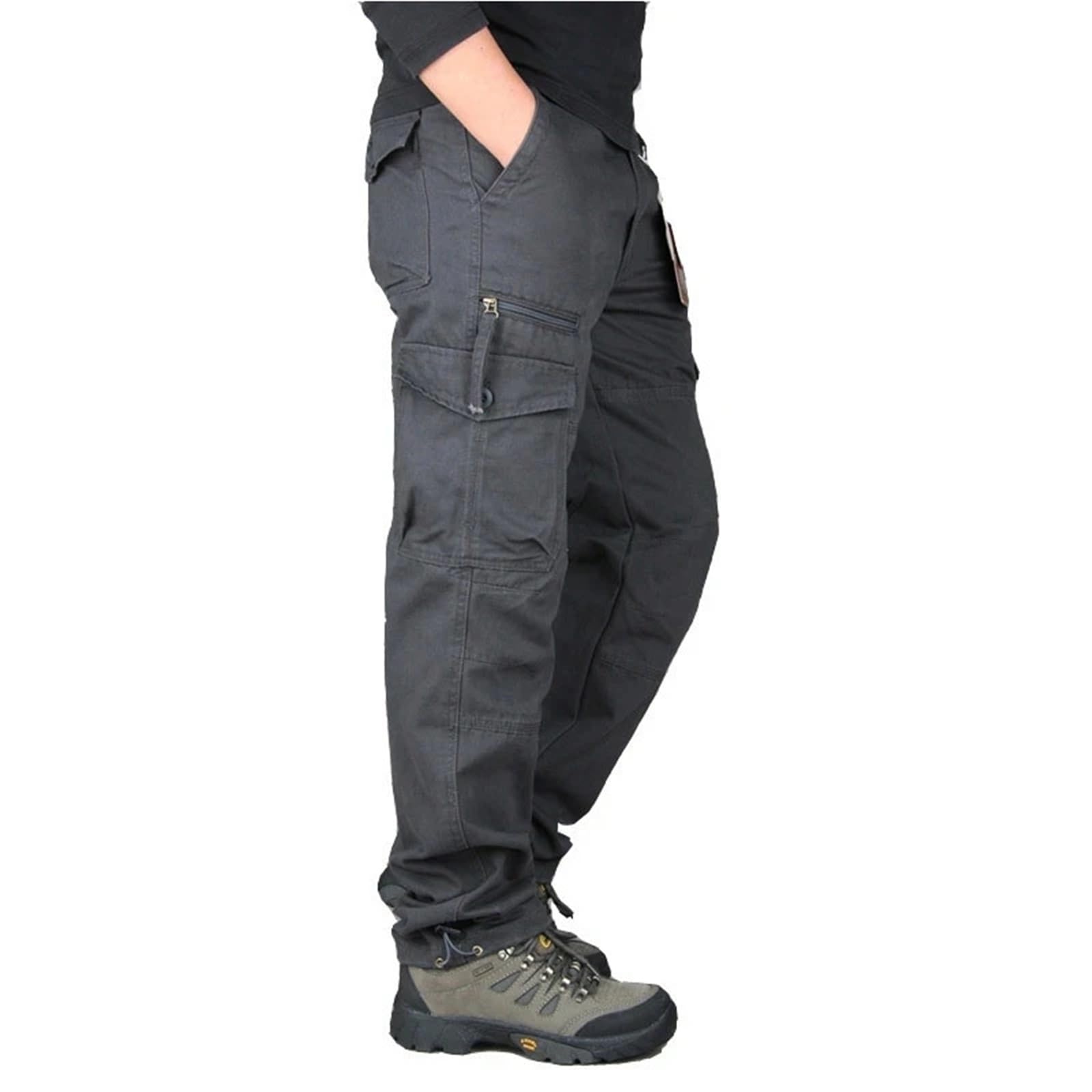 Mono De Trabajo Pantalones Cargo de algodón for Hombre, Pantalones Largos Informales con múltiples Bolsillos, Rectos, tácticos, for Primavera y otoño