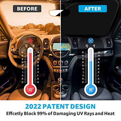 Proadsy Front Windshield Sun Shade Foldable Sunshade Protector Custom Fit 2015-2022 2023 Mini Cooper, Cooper S, Hardtop 4 Door Accessories 2023 Upgrade #TOP1
