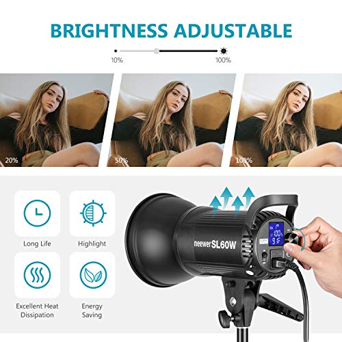 Neewer SL-60W LED Video Light Bianco 5600K, CRI 95...