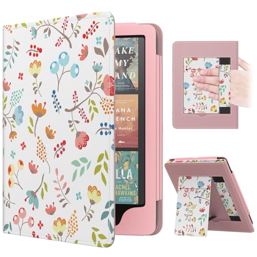 Image of MoKo Case for 7 inch /6.8 inch Kindle Paperwhite(12th /11th Gen-2024 /2021) and Kindle Colorsoft Signature Edition, Slim PU Shell Cover Case with Auto-Wake /Sleep for Kindle Paperwhite 2024, Brilliant Flowers