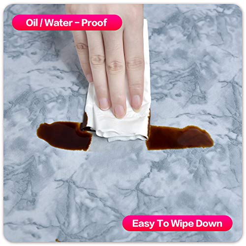 Lifesmells Indoor Outdoor Patio Round Fitted Vinyl Tablecloth,Great For Xmas/Parties/Home,Oil&Waterproof Wipeable,Flannel Backed&Elastic Edge,Classic Marble Grey For Table Of 36-44" Diameter #TOP4