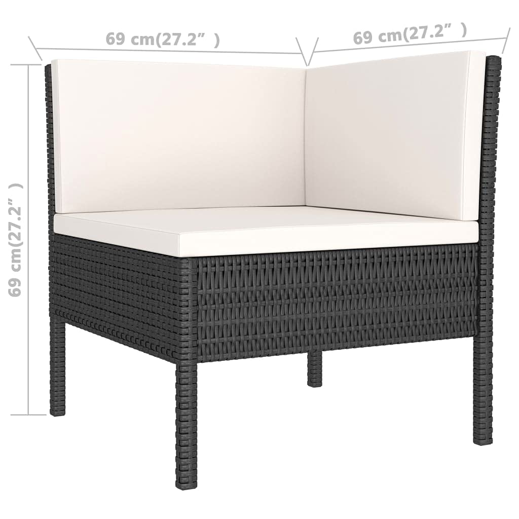 Set sala da giardino con cuscini, in polyrattan nero, set lounge per giardino, terrazza, balcone, numero di articoli 210206