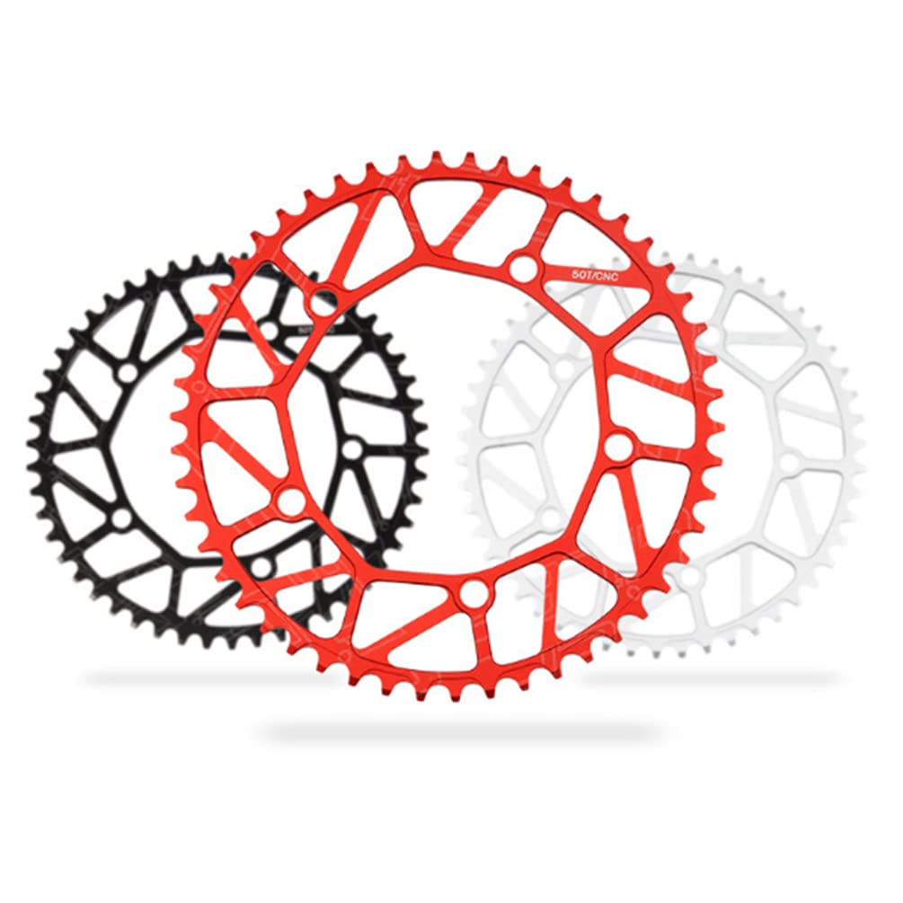 Platos para Bicicletas Diente de Bicicleta Plegable Plato Positivo Negativo Diente 46/48/50/52/56/58T Rueda de Cadena BMX Bicicleta Colorida bielas 130BCD Plato Ancho Estrecho(52T Silver)