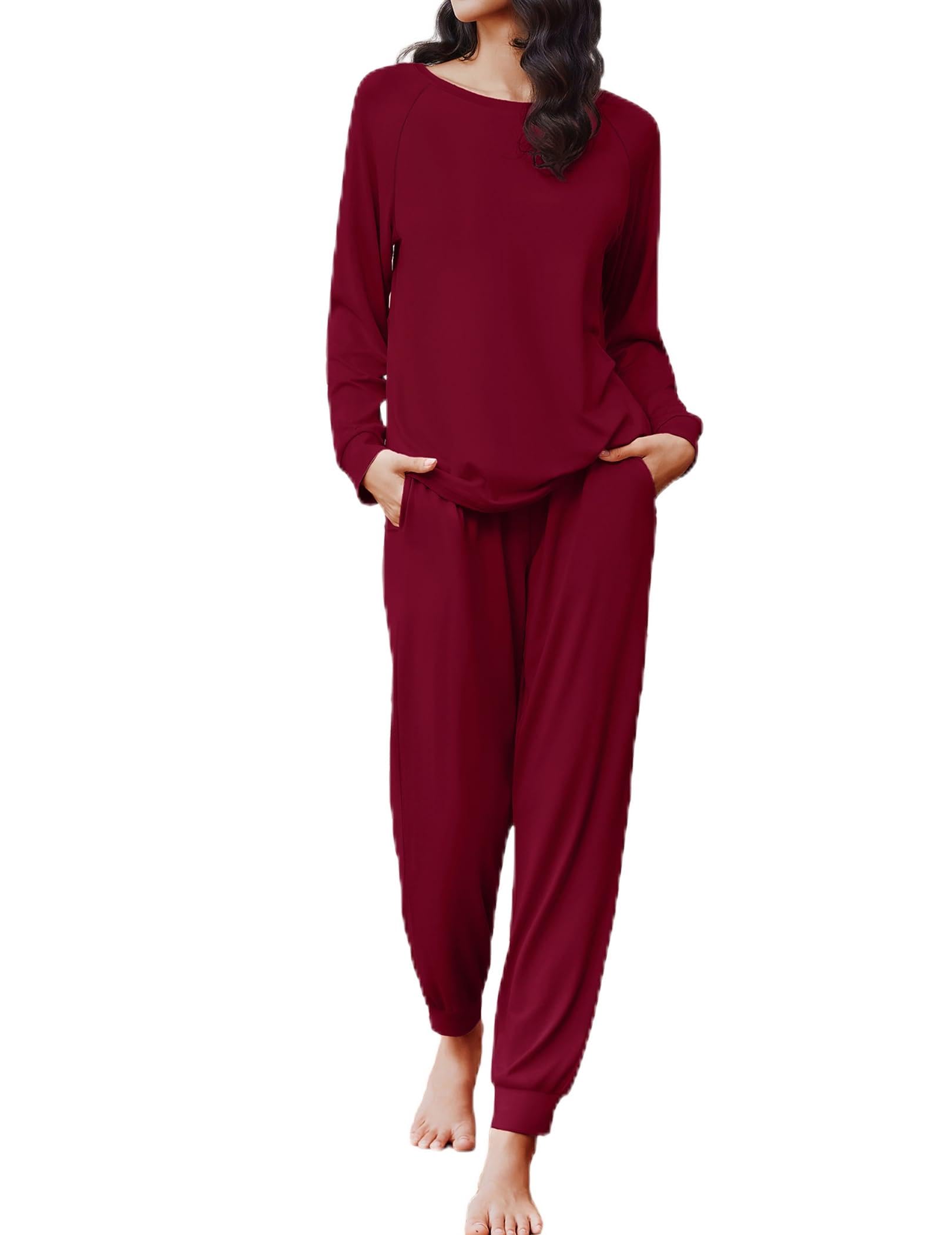Soft Pajama Set Women Pullover Long Sleeve lounge Sets Jogger Pants Loungewear Sleepwear Sets with Pockets