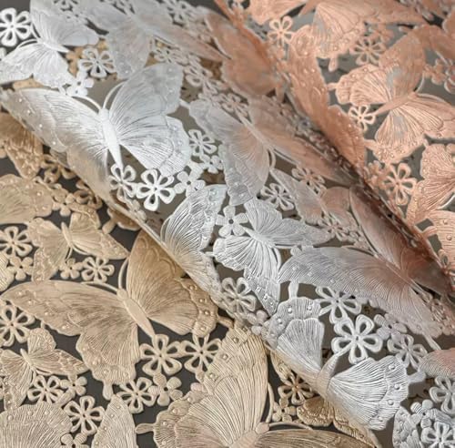 Image of HomeCloud PVC Material Round Shape Table Mat, Dining Table Mat,Table Placemats, Round Mats,Best for Bed-Side Table /Center Table, Dining Table /Shelves (Butterfly Silver, Set of 1)