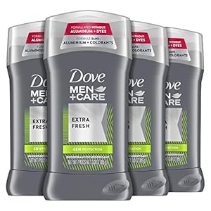 Dove Men+Care Deodorant Stick for Men Extra Fresh 4 Count Aluminum Free 72-Hour Odor Protection Mens Deodorant with 1/4…