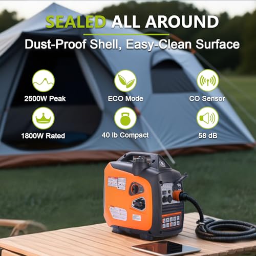 GasXcel 2500 Watt Portable Inverter Generator, Super Quiet Gas Powered Generators W/CO Sensor & Parallel Socket, ECO Mode, Multiple Outputs Emergency Home Backup, Small Generator for Camping Home Use