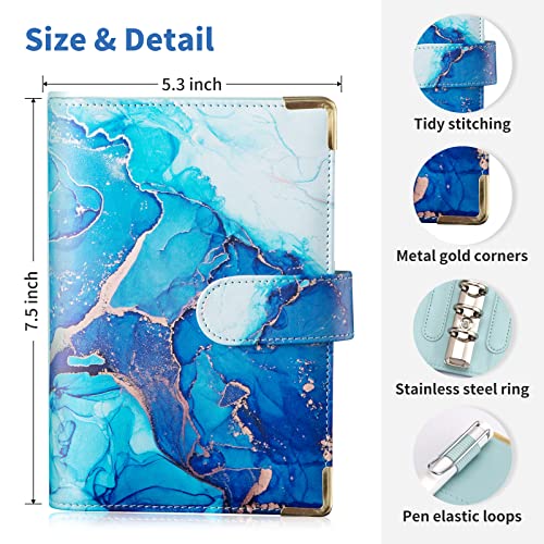 Budget Binder, A6 Marble Pu Leather Binder, Money Organizer Cash Envelopes Budget Planner With 8 Zipper Cash Envelopes, 12 Expense Budget Sheets & 2 Letter Label Sticker For Budgeting, Saving Money #TOP3
