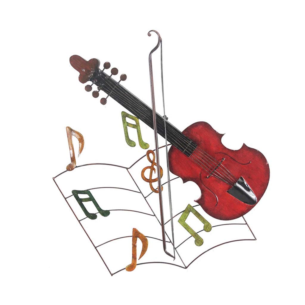 Wall Décor Wall Decoration Wall Sculpture Metal Wall Art Metal Wall Decoration Living Room Bedroom Violin Wrought Iron Home Decoration (Color : Red, Size : 68.5 * 57cm)