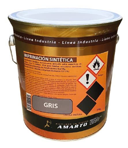 Imprimacion anticorrosiva sintetica para metal, acero o madera (5 Kg., Gris)