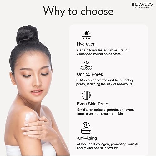 Image of THE LOVE CO. Honeymoon AHA + BHA Body Lotion - Nourishing Formula for Dry Skin - Women & Men - Enhanced with Jojoba Oil, Shea Butter, Vitamin E - 250Ml - Best for Daily Moisturizing (AHA + BHA)