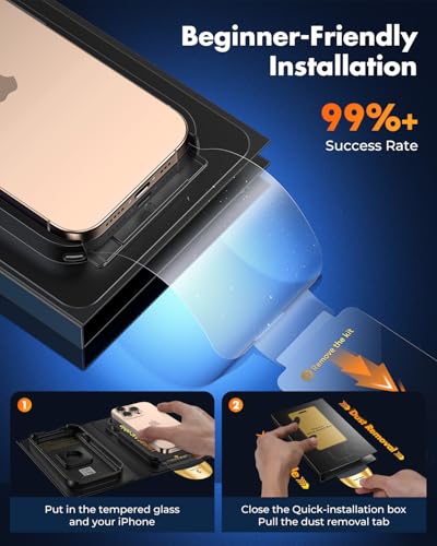 Image of UNBREAKcable for iPhone 16 Pro Screen Protector [Quick-Installation Box] 3-Pack 9H+ Hardness Shatterproof Tempered Glass [99.99% HD Clear] [Case Friendly] [Bubble Free] for iPhone 16 Pro 6.3 inch