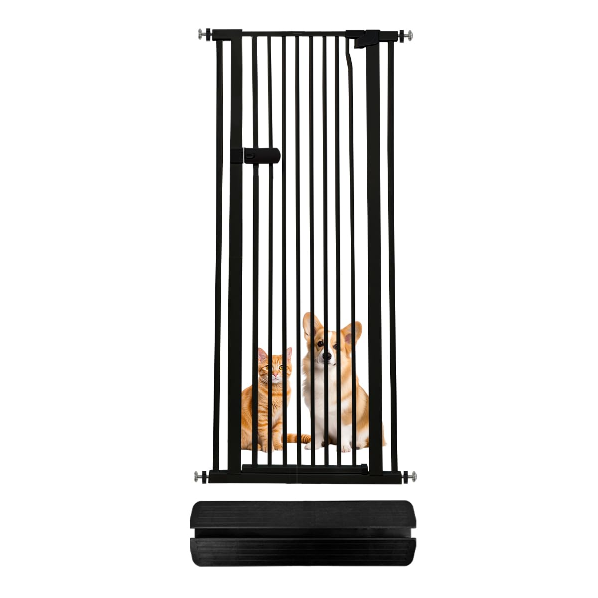Lumizone Extra Tall Cat Gate 61.02" High Pressure Mounted Extra Wide 2025 New (17 Sizes) 1.37" Gap No Drilling Auto-Close One-Handed Operation Tall Pet Gate for Dogs(Black, 26.18"-29.91"/66.5-75.5cm)