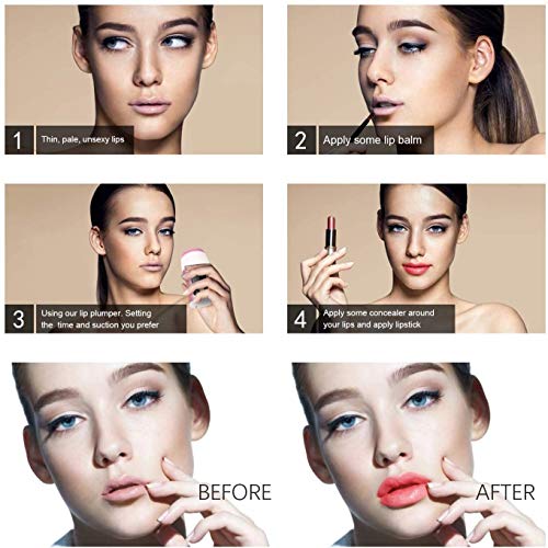 Lip Plumper - Lipzuiger Booster automatisch, intelligente bediening (tijd, zuigen), digitale weergave, opladen via USB, staand design, lippenvulling voor lippen make-up (bonus-sponspad inbegrepen) - Image 7