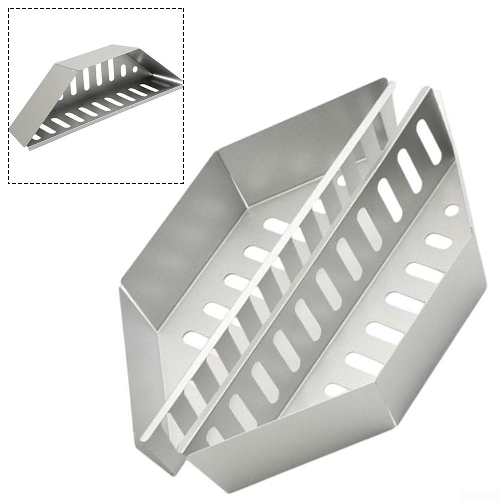 2 cestas de carbón para parrilla, accesorio galvanizado para barbacoa, cesta para parrilla de carbón, bandeja de carbón para parrilla al aire libre, 38,5 x 11 x 7,5 cm
