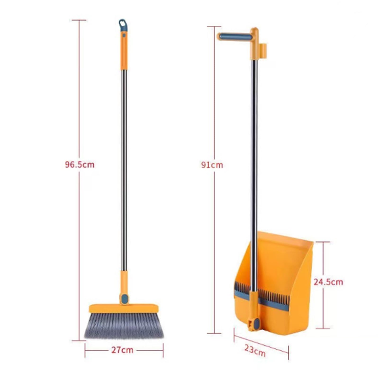 Escoba Plegable y Dustpan Set - Ahorro de Espacio Kit de Limpieza con cerdas Suaves, diseño antiestático para el Pelo de la Mascota y Pisos Duros,D