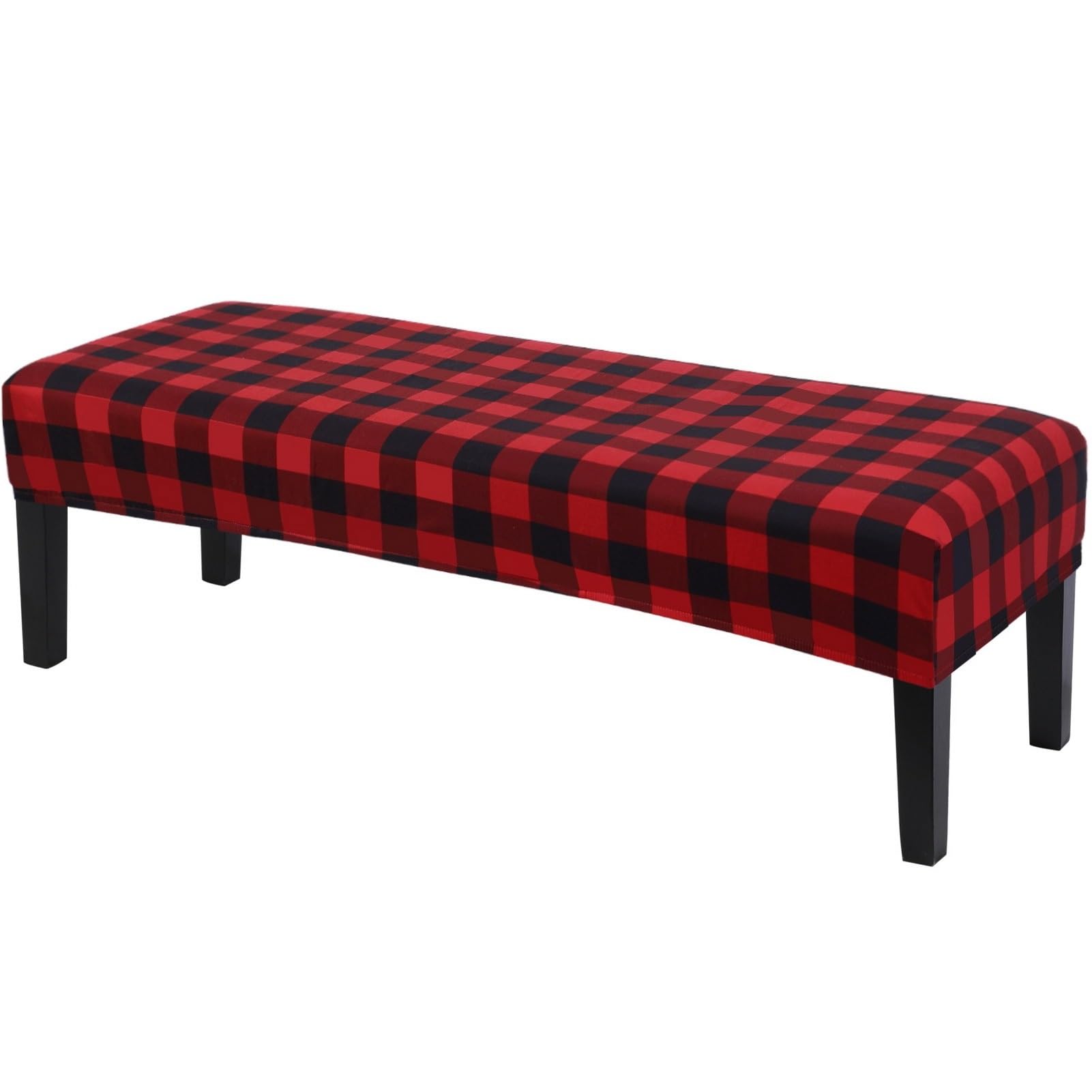 SearchI Christmas Dining Bench Cover, Stretch Washable Long Bench Seat Covers, Rectangle Dining Table Bench Slipover for Dining Room, Living Room, Kitchen(Buffalo Plaid)