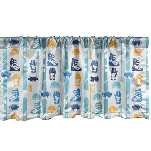 ABAKUHAUS Esquí Falda para Cortina, Esquí Utillaje y equipo, para la Cocina Dormitorio con Doblez para Barral, 137 cm X 45 cm, Marfil y Multicolor