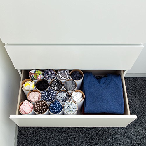 corpus delicti :: Loop – das Flexible Schalregal aus Hartpapier - Ordnungssystem und Organizer für Kleiderschrank und Regal zur Aufbewahrung von Tüchern, Schals (6 Hülsen weiß) (79.1-6er)