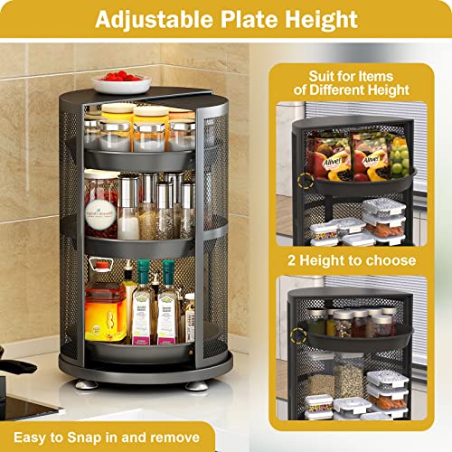 Stylifing Rotating Rolling Storage Cart 6 Tier 360° Rotation Organizer Cart For Fruits Vegetables Snacks With Wheels & Foot Pads, Round Standing Shelf For Kitchen Living Room Bathroom Bedroom Office #TOP2