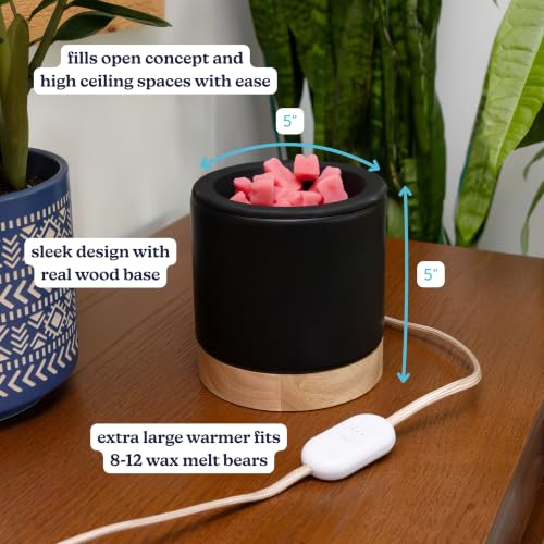 Image of Happy Wax Black Mod Max XL Warmer - Our Largest Warmer Ever! - Perfect for Great Rooms & Open Concept Spaces - for use with Scented Wax Melts