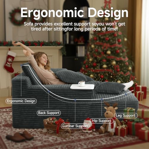 image for Sonovafurn 68'' Chaise Lounge Chair Indoor, Corduroy Upholstered Bonel