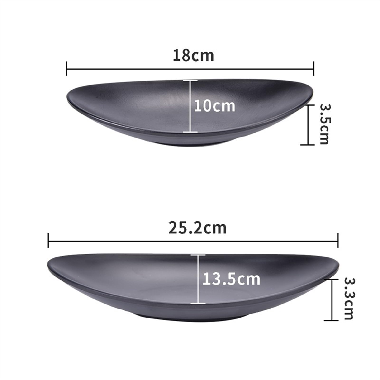 NEBE Assiette 1 Paquet Assiette Creuse Ovale Noir Mat Assiette à dîner Cuisine Snack Assiette Fruits Dessert Assiette Imitation Porcelaine Vaisselle Vaisselle(25.2cm)