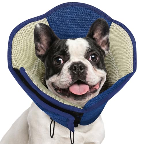 Image of AOFITEE Dog Cone Adjustable Soft Cone for Dog to Stop Licking, NavyBlue S